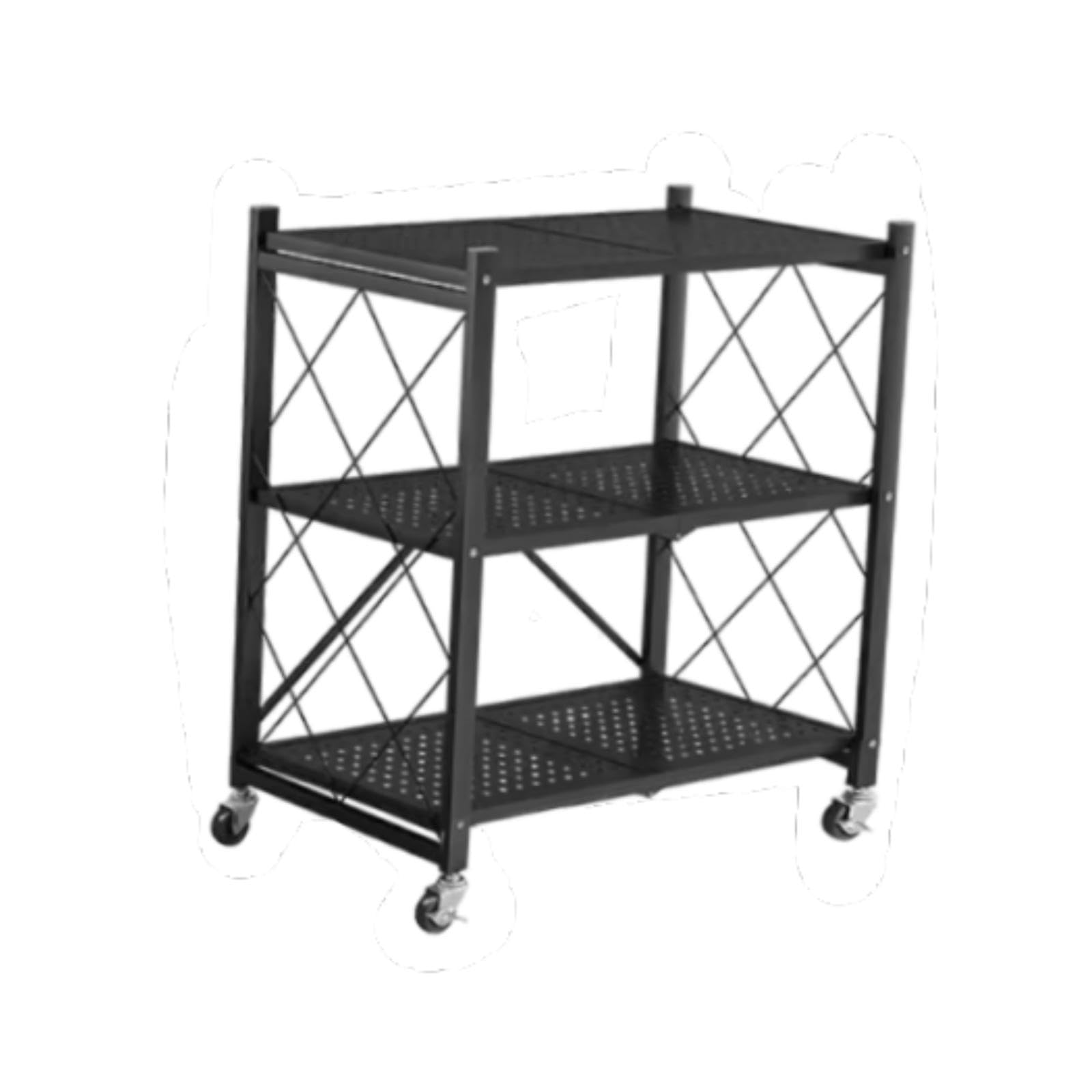 Unit De Almacenamiento Plegable Metálico con Ruedas Unidad,3 Capas 72x36x78cm