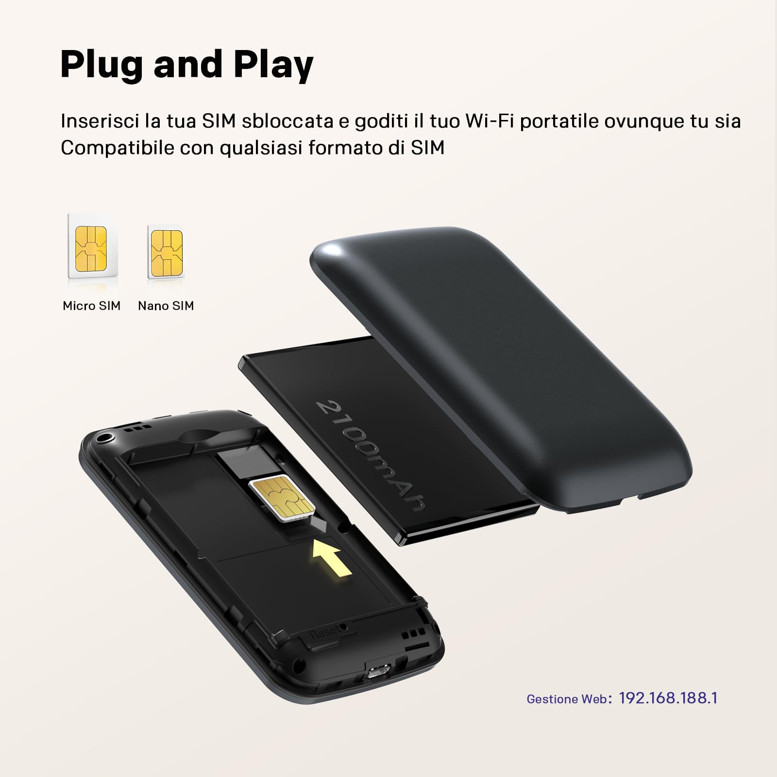 STRONG 4GMIFI150CD Saponetta WiFi con SIM, CAT4 150 Mbps | Display a Colori, Hotspot WiFi per Viaggi e Lavoro Mobile, Condivide 4G con 10 Dispositivi, Batteria 2100 mAh & USB-C