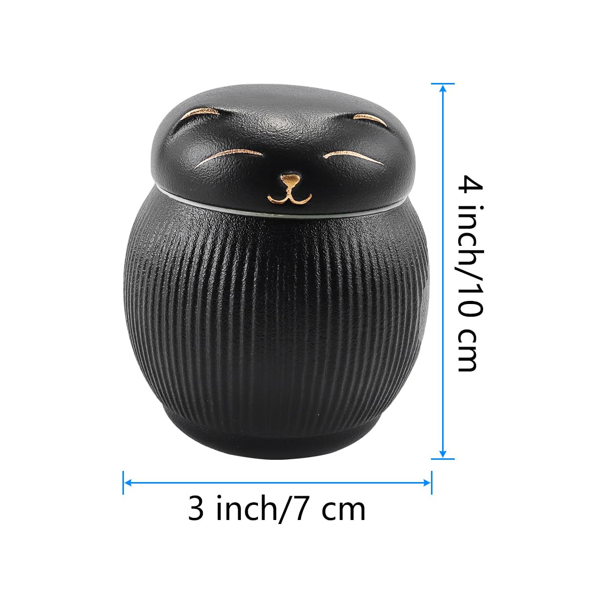 Ubric Ceramiczna urna dla kota, urna dla zwierząt, pudełko z pamięcią na popiół, urna dla kota (czarna)
