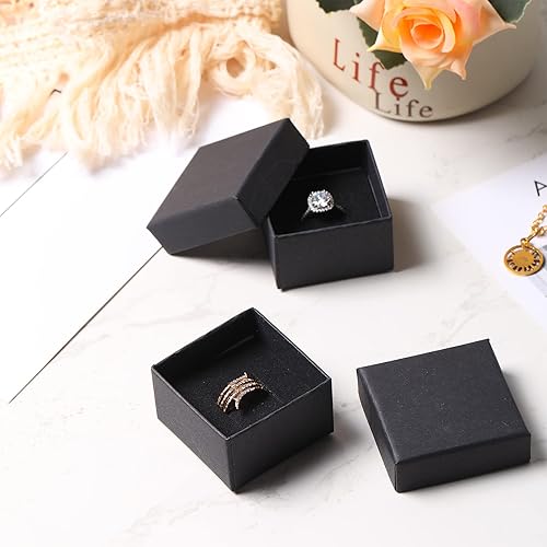 Miniatura 5 de Yinkin 72 cajas de regalo de joyería, cajas de cartón para joyas, cojín de espuma de embalaje, caja de regalo cuadrada para anillo, collar, aretes,