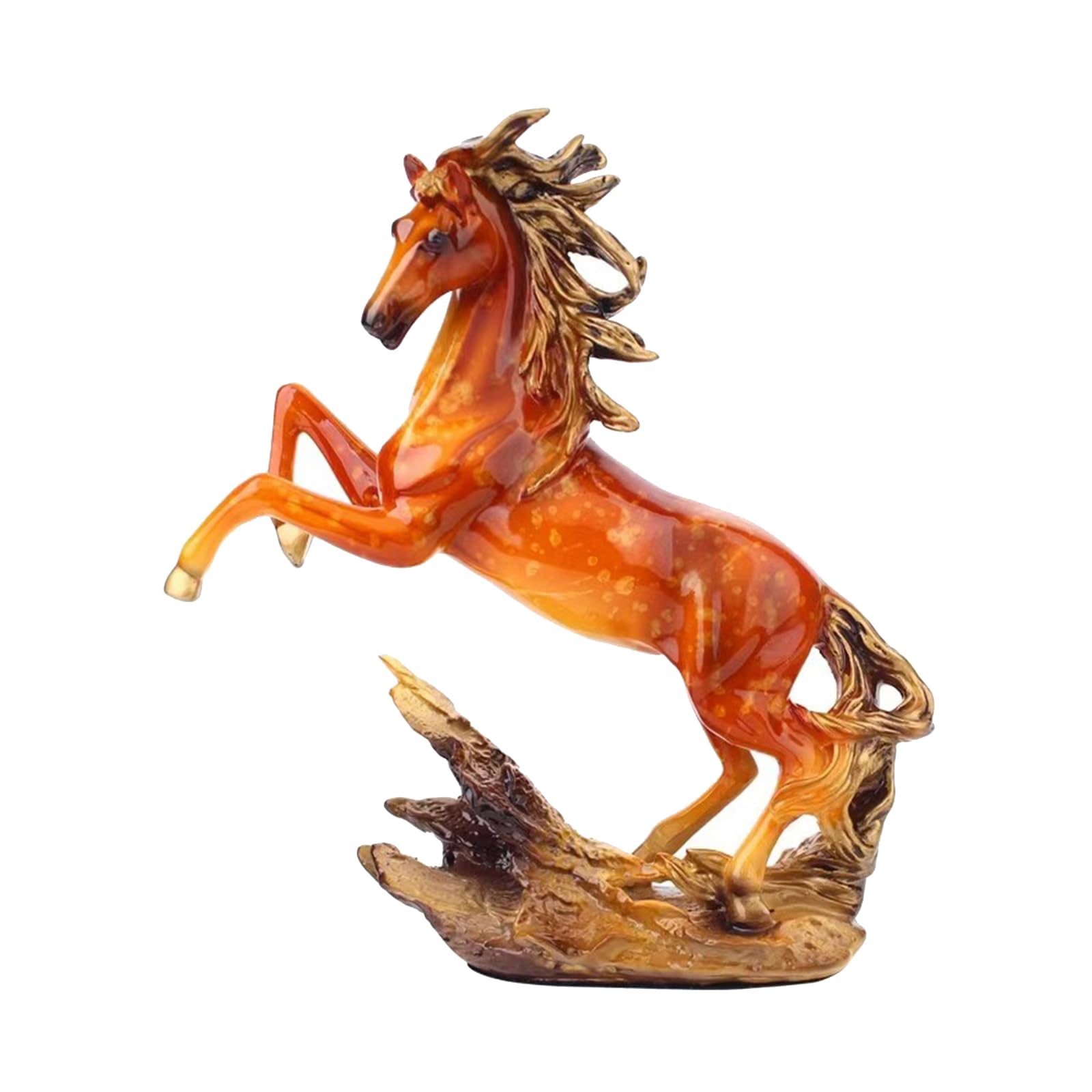 YXCQHZM Horse Resin Figurine Modern Sculpture for Desk Decor Statue, Wine Rack, Office Desk Ornament (white) (yellow left)