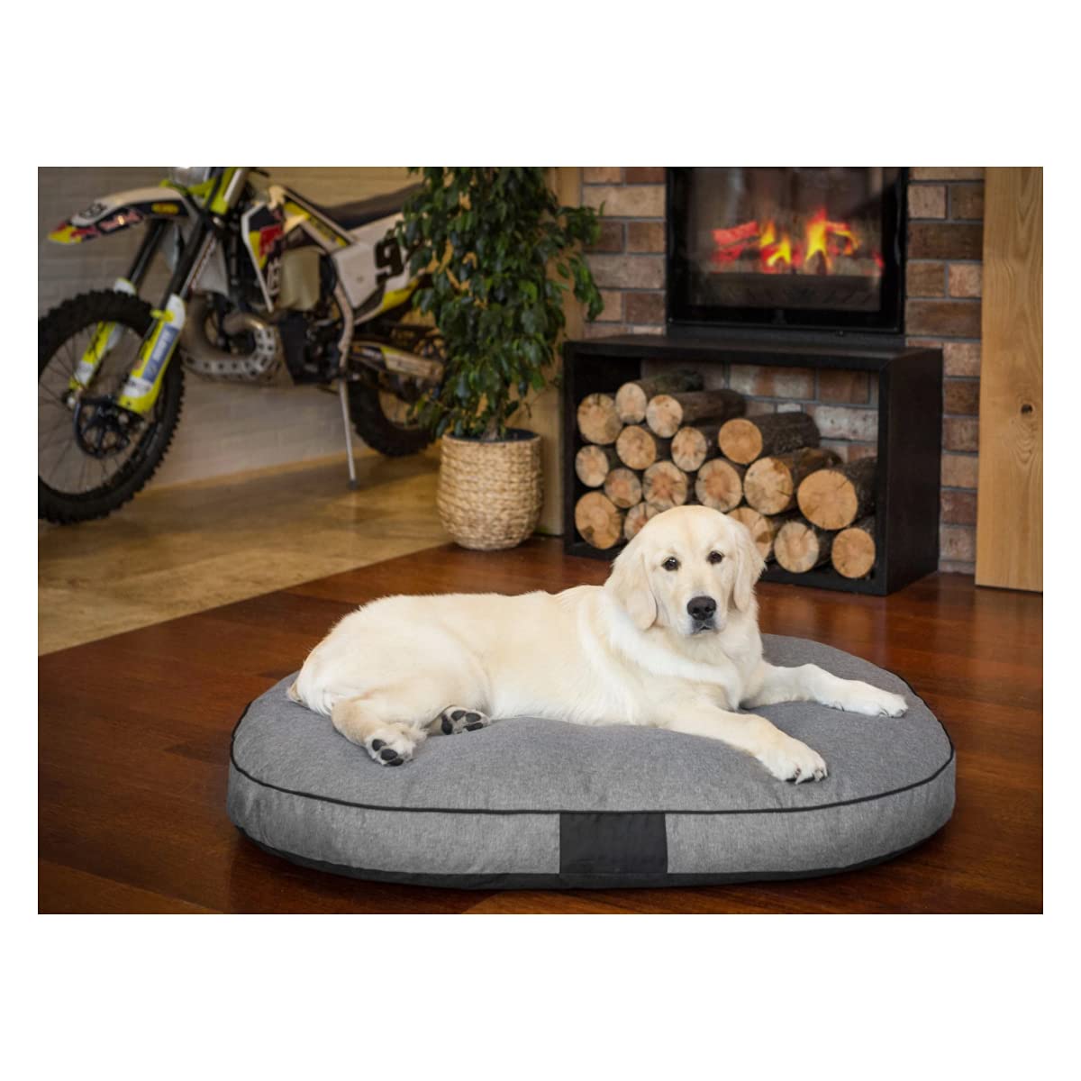 OVAL ÖKOLEINEN Hundematratze, Hundebett für Kleine, Mittlere, Große Hunde - Robustes, wasserdichtes Hundekissen, kuscheliges Schaum Tierbett, Outdoor & waschbar - 108x85x15cm Dunkelgrau