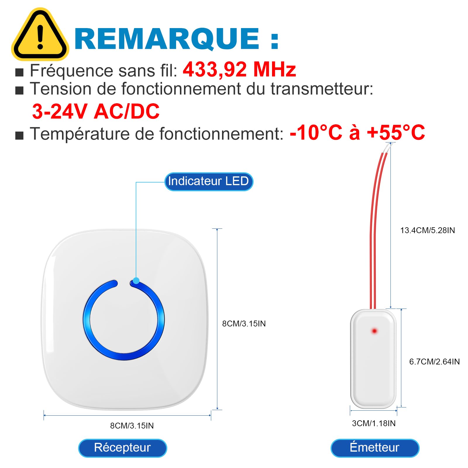 Kit Relè per Campanello - Ripetitore di Segnale Wireless per Campanelli Senza Fili, Estensione del Segnale con Convertitore, per Casa, Garage e Ufficio