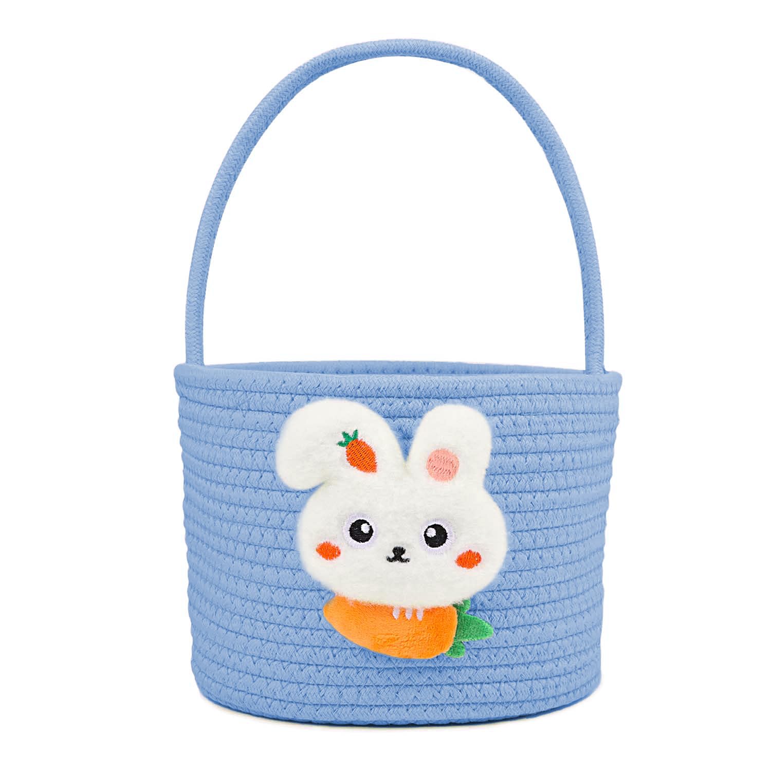 Suloli Blue Easter Baskets Empty,Easter Egg Bunny Basket Kids Basket With Handle For Easter Eggs Hunt