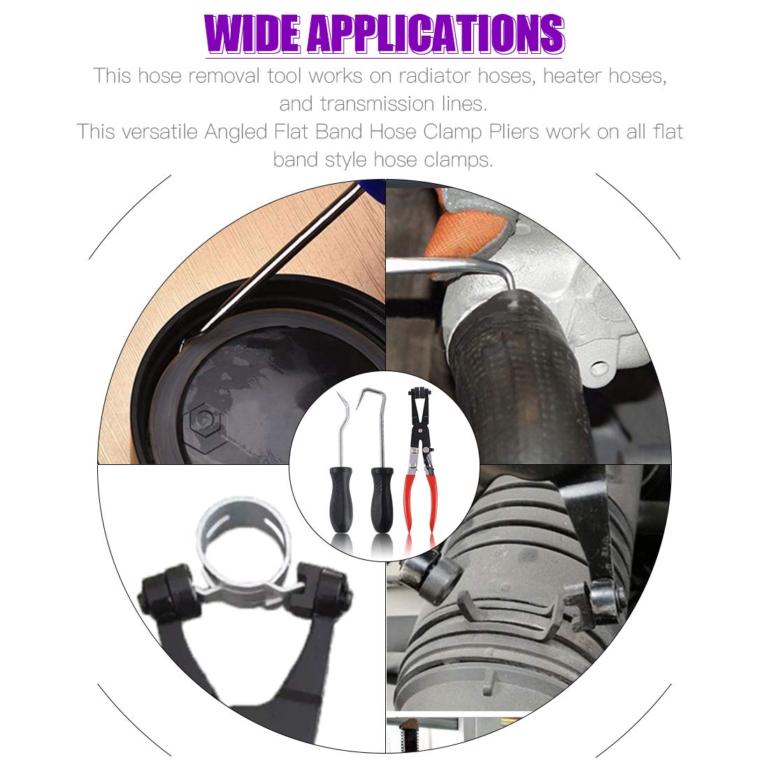 Swpeet 3Pcs Hose Clamp Plier Set, Including 2Pcs Removal Hook