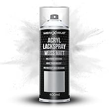 WerkXheld Sprühlack 400ml - Hochwertiges Lackspray Weiß Matt RAL 9010, Vielseitig anwendbar auf Holz, Metall & Textil, Langlebiger Acryllack Spray