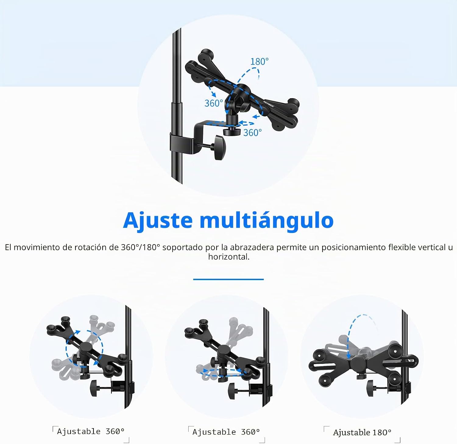 NEEWER – Soporte de micrófono Ajustable para Tableta de 6 a 11 Pulgadas (15 a 28 cm) con Soporte Giratorio de 360 Grados, para Apple iPad Pro Air Mini Google Nexus Samsung Galaxy 4