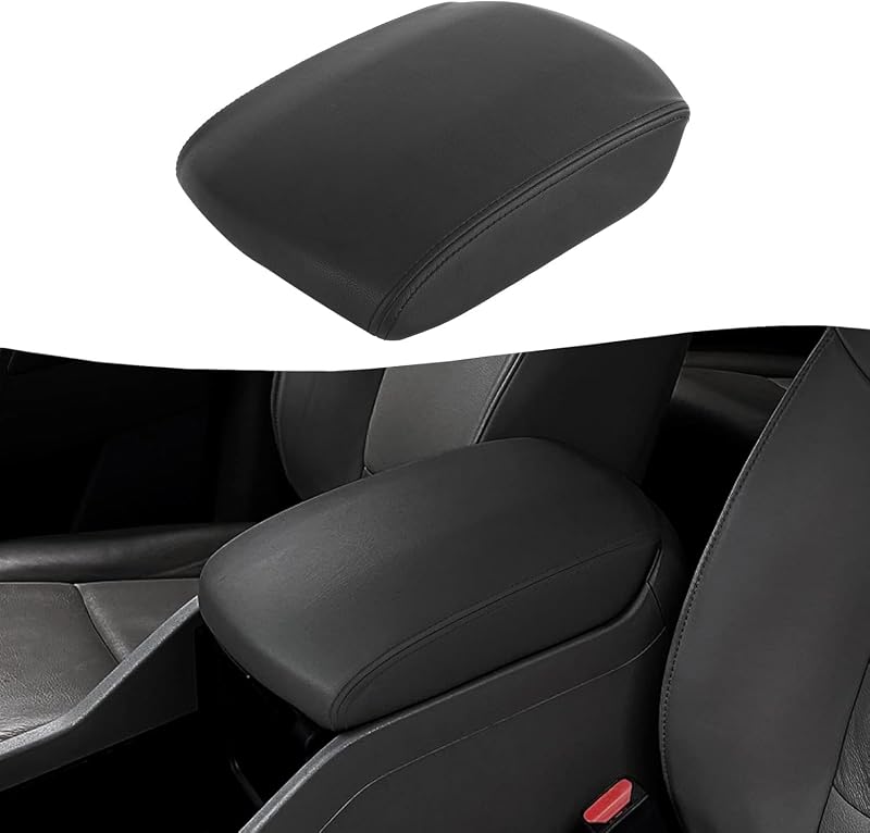 KBH Reemplazo de la cubierta del reposabrazos de la consola central para Honda Pilot 2009-2015, cuero de vinilo, tapicería de la tapa del reposabrazos, antiarañazos, negro (solo parte de cuero)