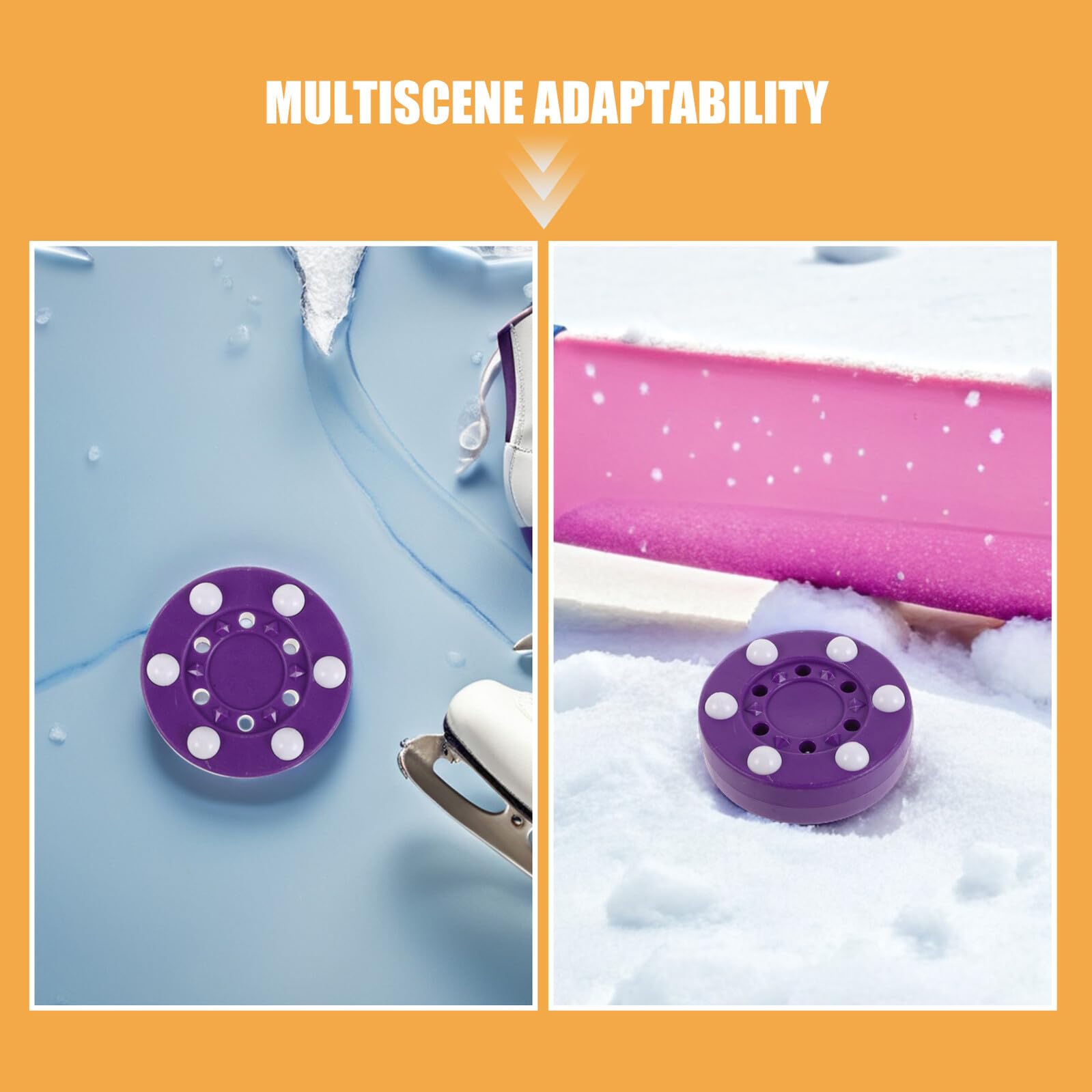 BESPORTBLE Palet de Hockey Hors Glace Pourpre 2pcs, Taille Officielle, Design Optimisé Six Billes, Léger, pour Entraînement en Garage et Compétitions