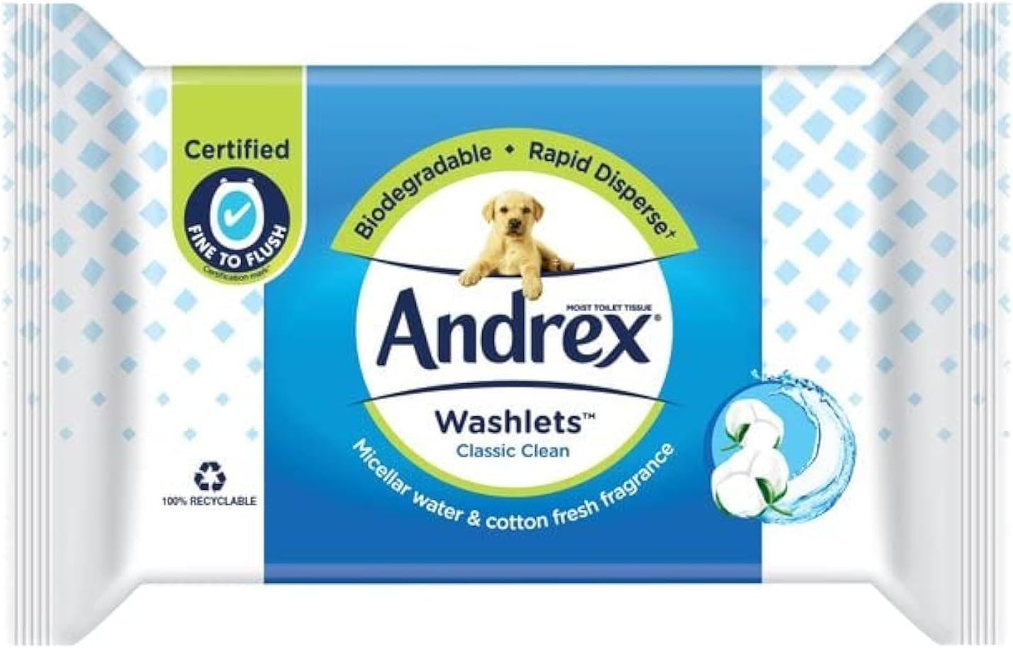 Andrex Classic Clean Washlets Toilet Tissue Wet Wipes