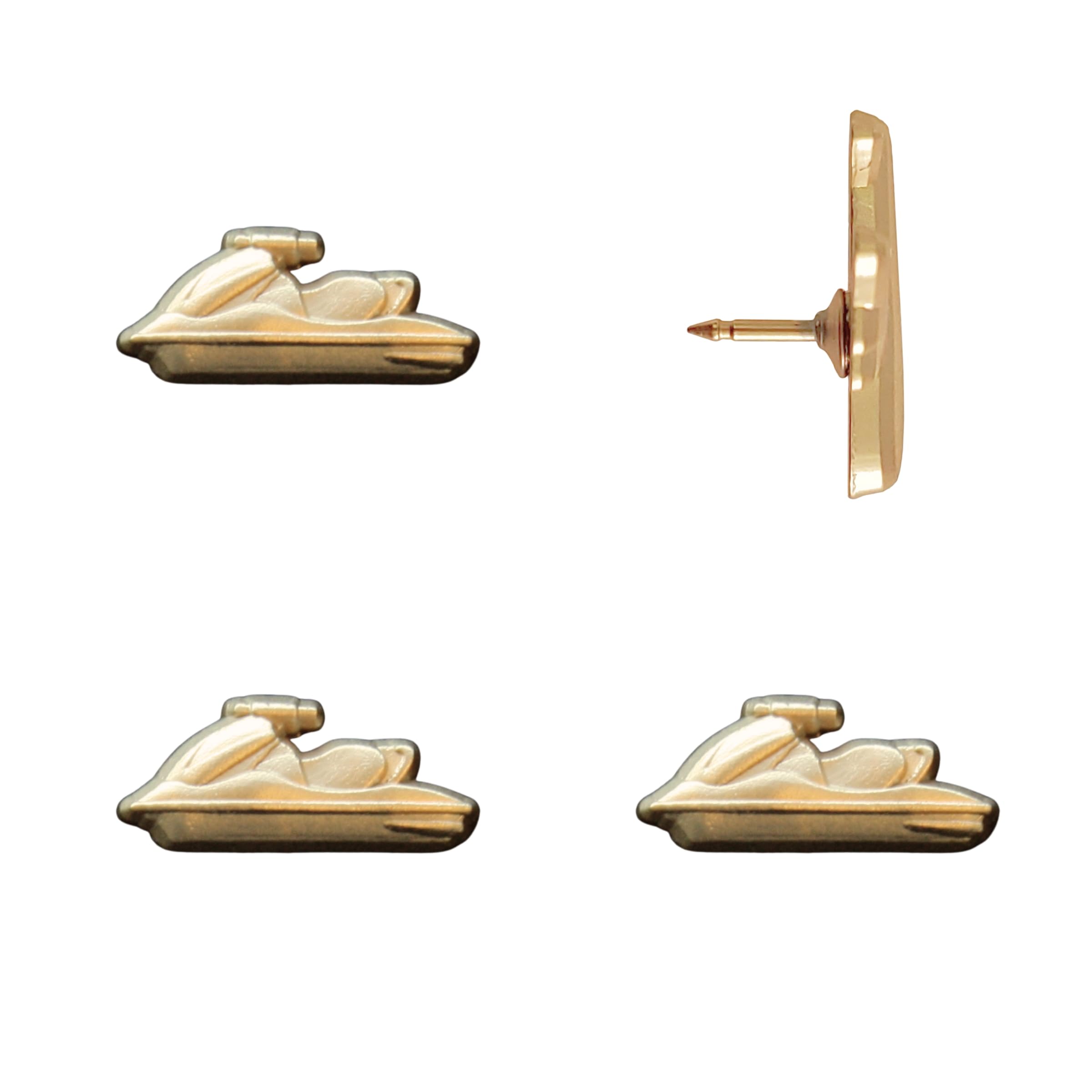 Jet Ski Push Pins - Gold Jet Ski Map Pins for Cork Boards, Maps, or Lapel Use - Designed in USA - Set of 4