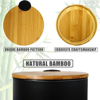SIDIANBAN Mini Trash Can with Bamboo Lid Soft Close and Foot Pedal