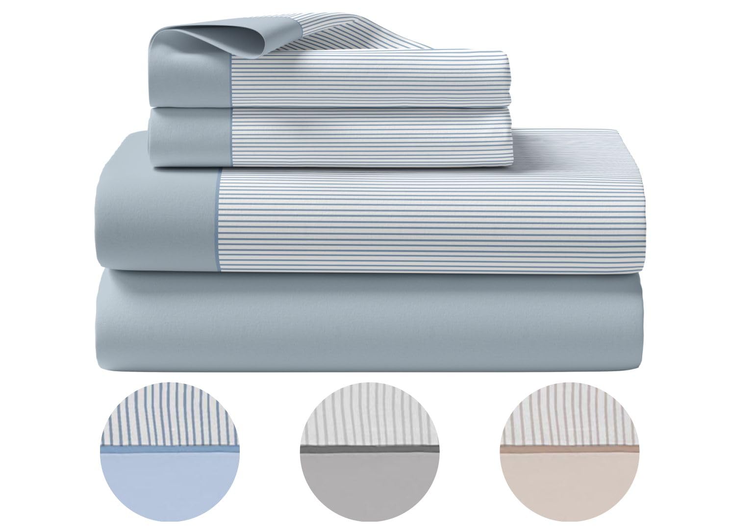 Juego de sábanas 150x200x35cm 100% Algodon de 200 Hilos Ropa de Cama Suave Resistente y Transpirable Ideal para Dormitorio Elegante y Descanso Confortable Ajuste colchon Alto 35CM Luna Azul