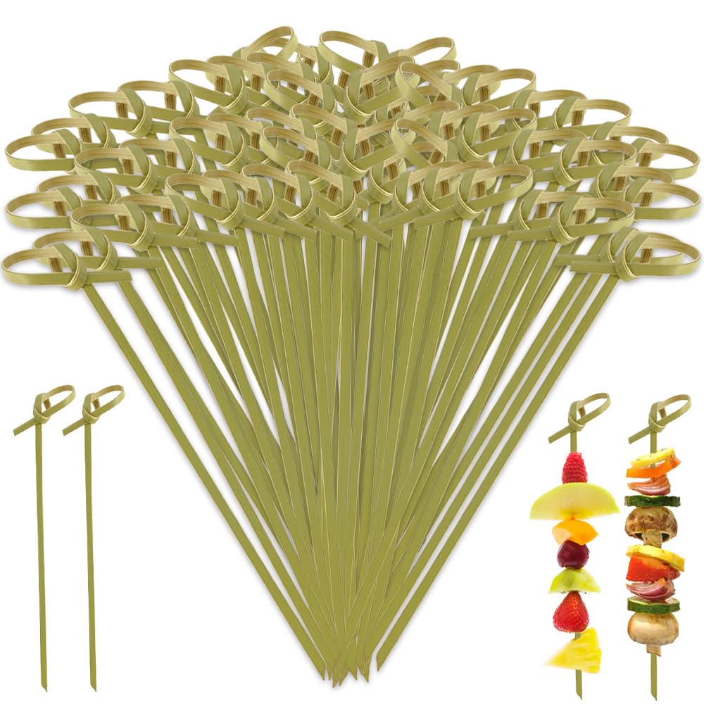 200 Cocktail-Picks Aus Bambus – 11,9 Cm Mit Weißen Muschel-Decor | Für Partys, Obst, Fingerfood | Einweg-Spieße Hygienisch