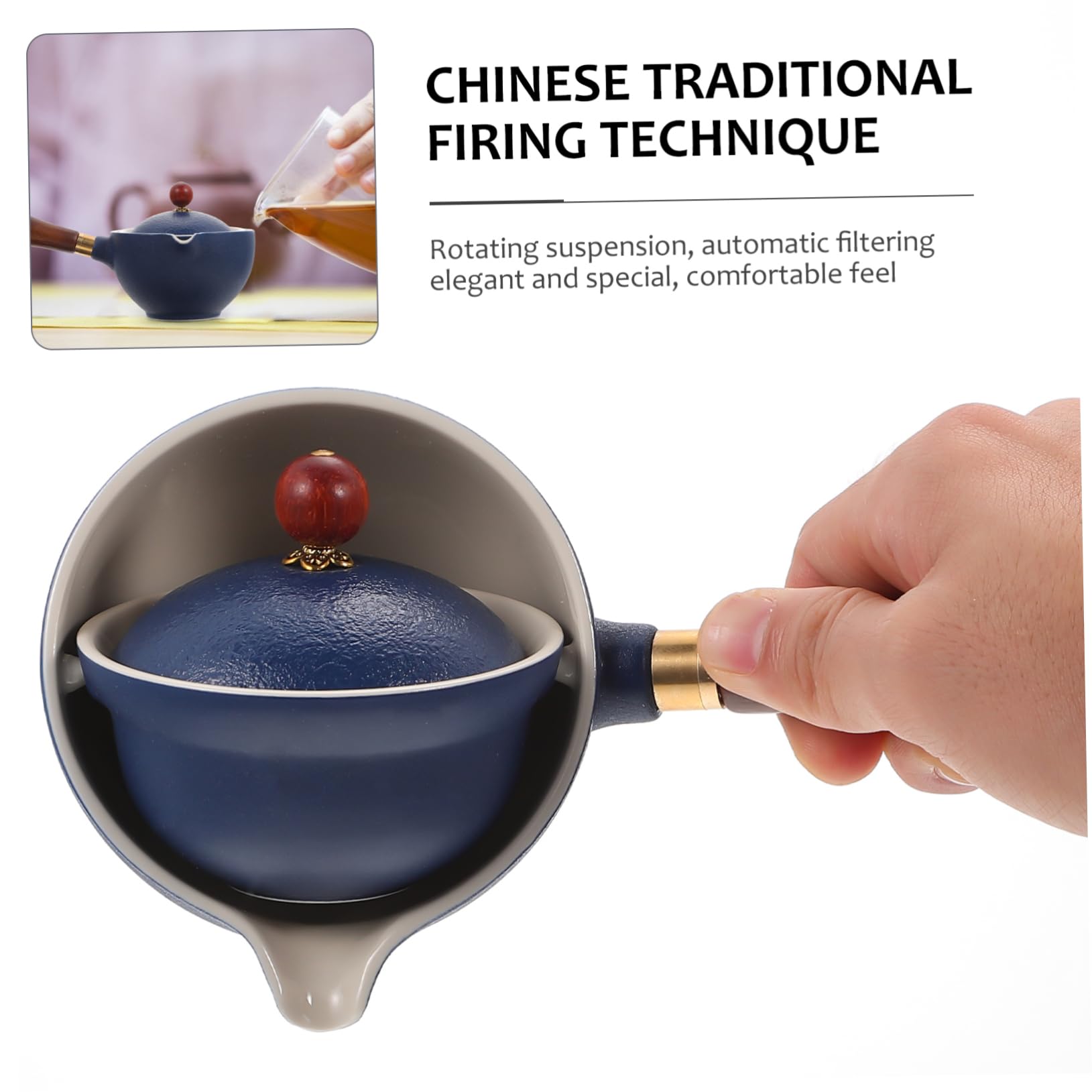 Théière En Céramique Rétro 350 Ml - Pour Infusion, Style Traditionnel Chinois - Résistante à La Chaleur, Bureau, Voyage - 12