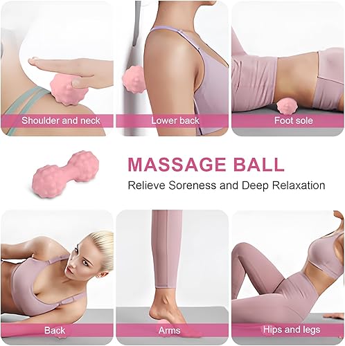 Miniatura 7 de Home Pilates Essentials Kit para mujer, equipo de pilates, juego de anillo y pelota, juego de entrenamiento rosa que incluye círculo mágico, 5