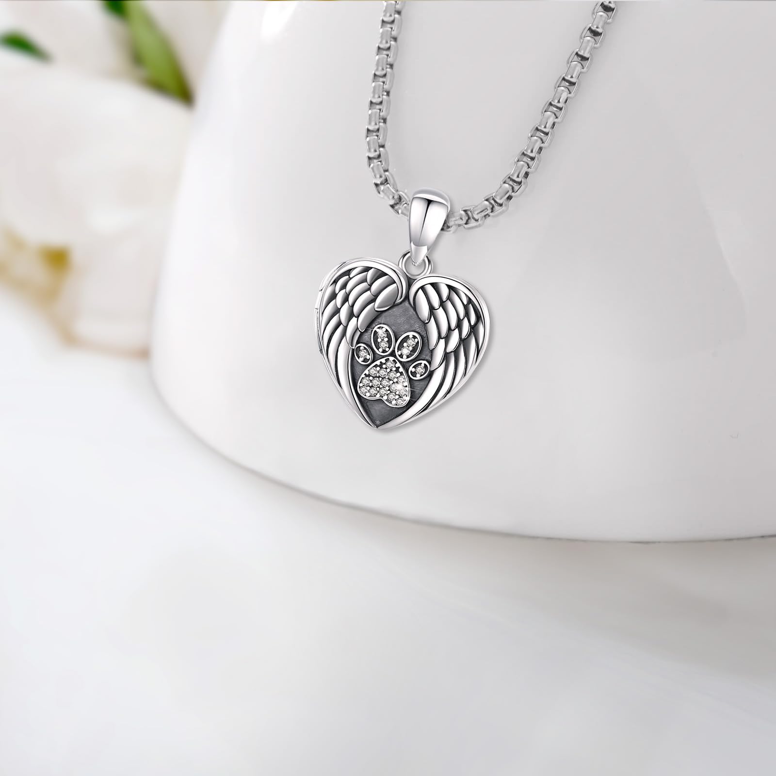Eusense Collana con Medaglione in Argento Sterling per Foto, Collane Medaglioni, Ciondolo Foto con Albero, Foto Gioielli per Donne Ragazze