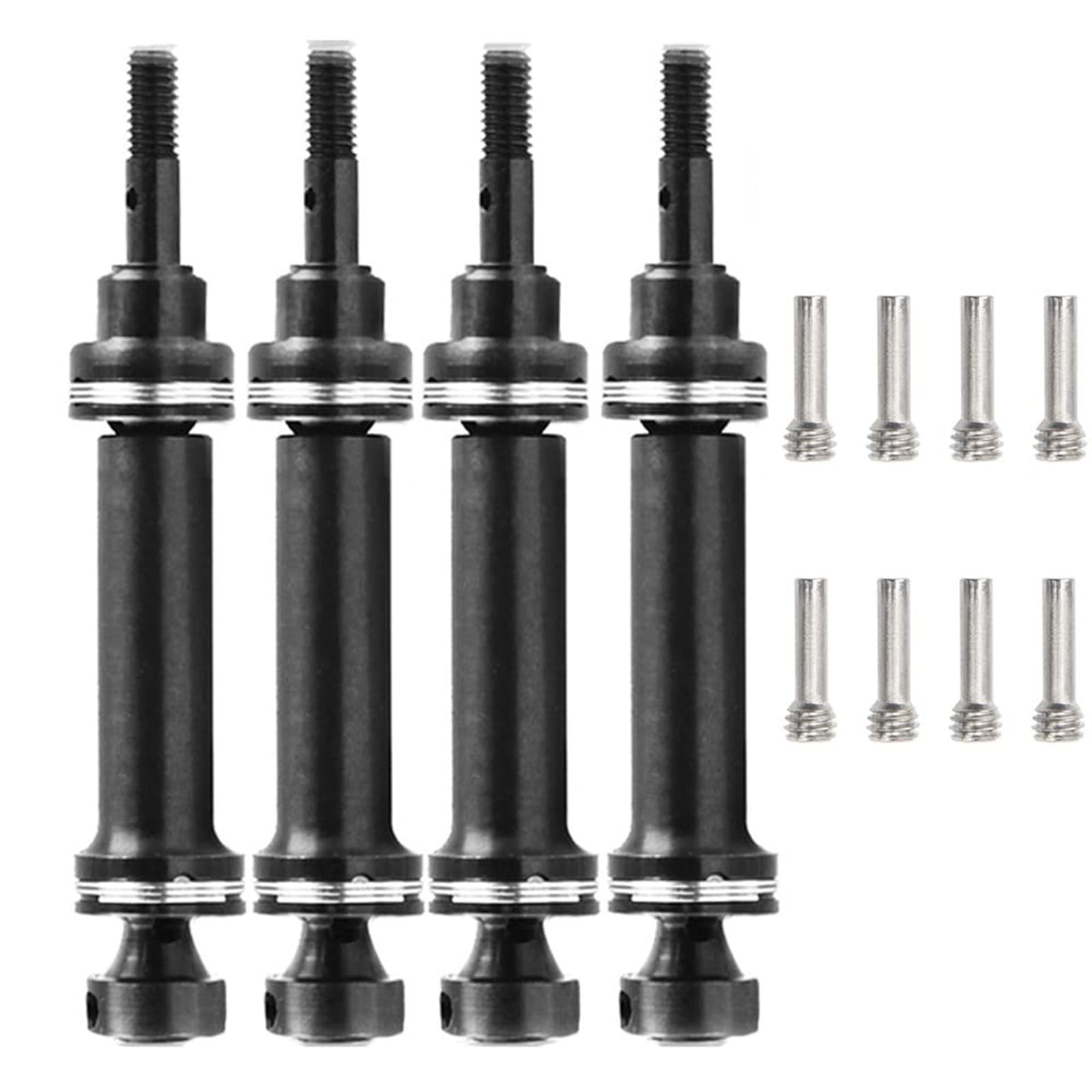 Hard Steel Front Rear Driveshaft Upgrades Parts for E-Revo Mini Summit Slash 1/16 RC Car 4pcs/Set (Black)