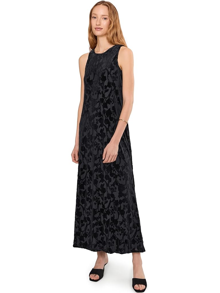 Black Vince Camuto Crew Neck Sleeveless Mesh Maxi