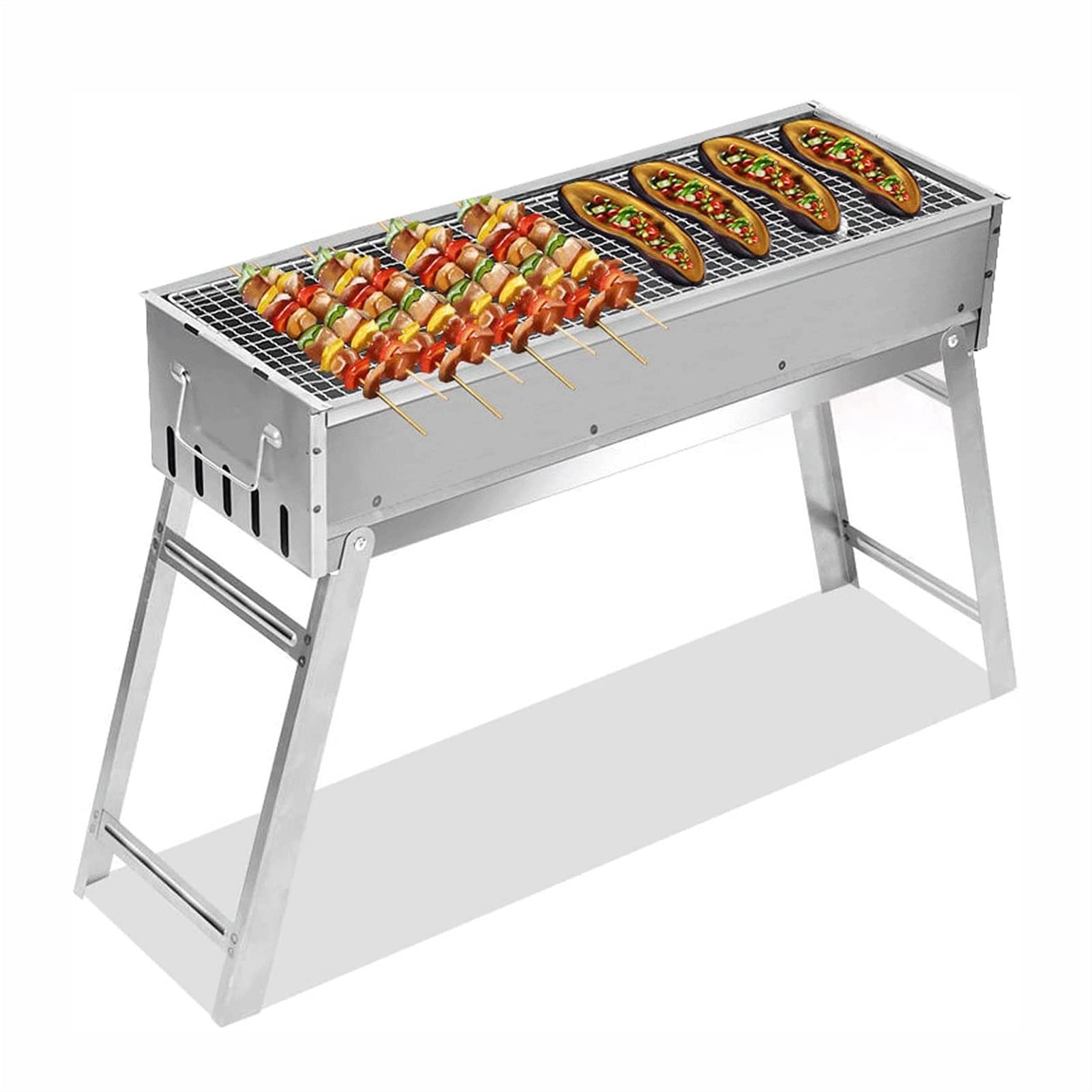 Qiilu Gril de barbecue Gril à Charbon de Barbecue Pliable Portable