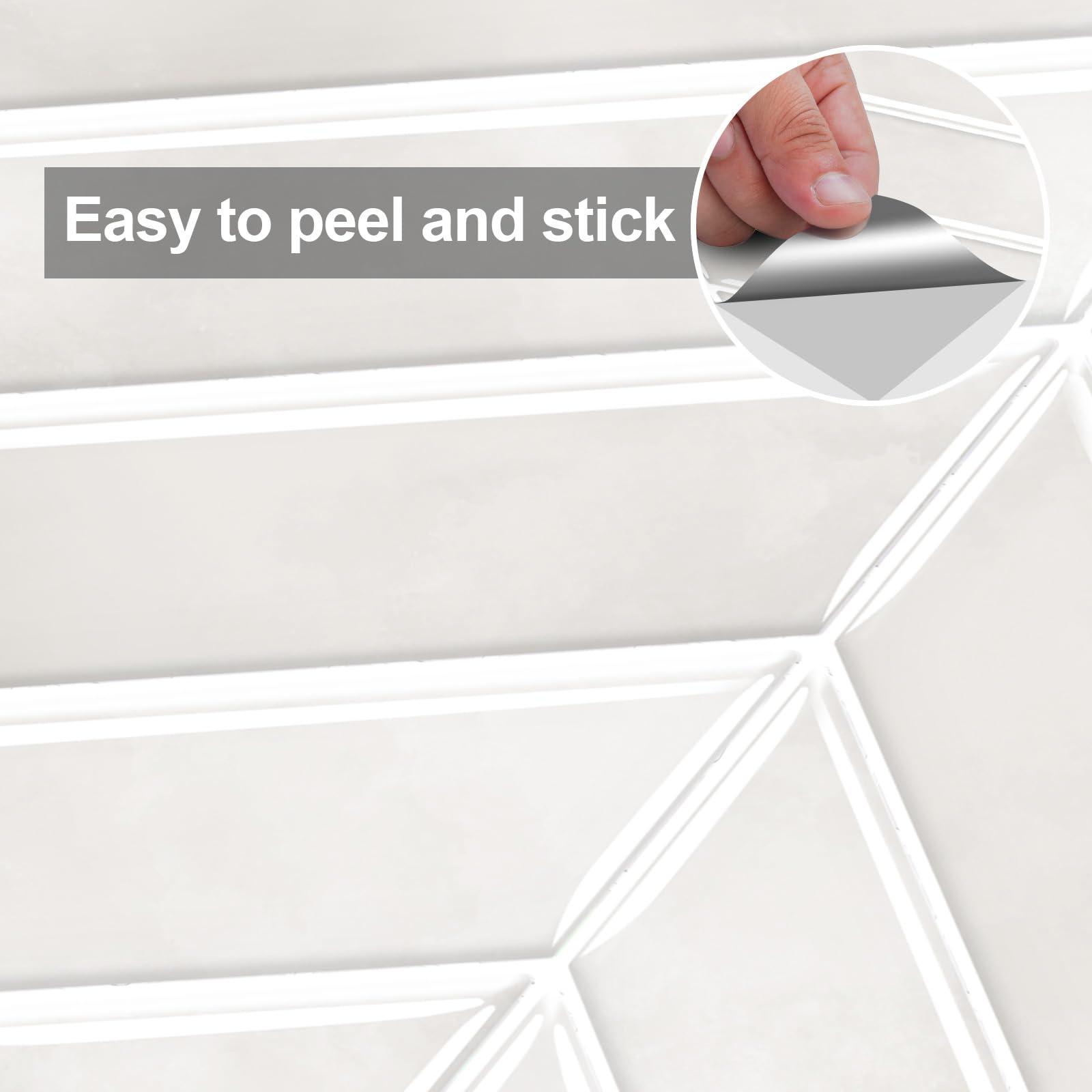 Alwayspon Adhesivos de pared de vinilo 3D, 23 x 29 cm x 10 unidades, color crema, patrón de espiga, autoadhesivo, impermeable, protección contra salpicaduras, adhesivos para cocina, baño, pared