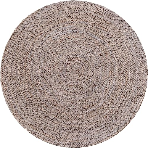 Image of Unique Loom Braided Jute Collection Area Rug - Dhaka (3' 3 inch Round, Gray)