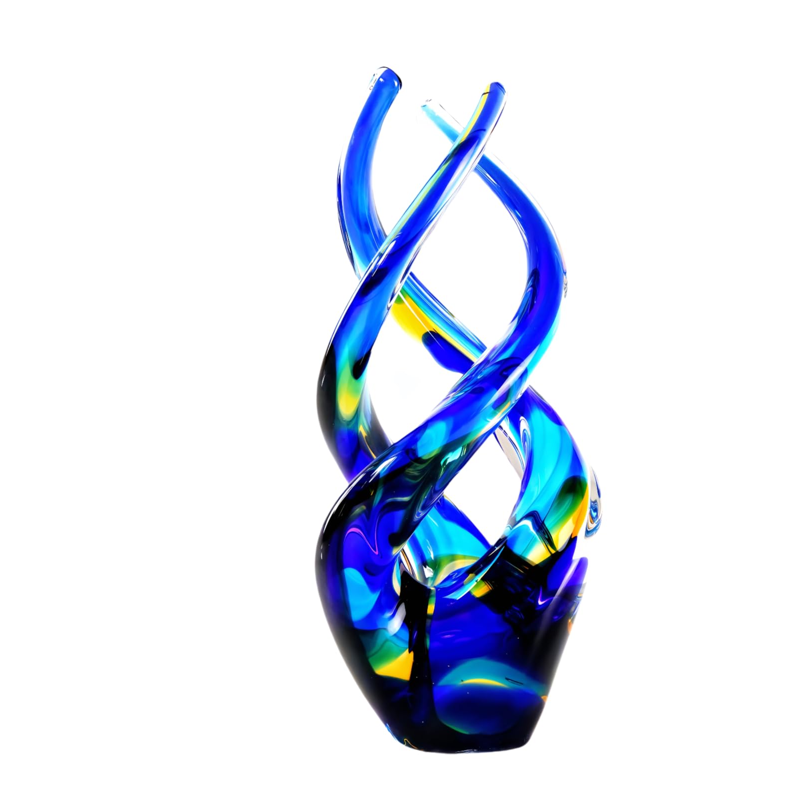 Mysphex Blown Cobalt Blue Art Glass Sculpture | Glass Figurine Decor for Home, Office & Garden| All-Weather Spiral Design Modern Abstract Ornament