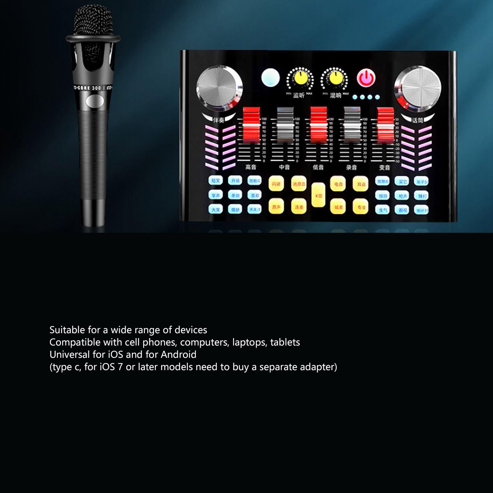 Jectse Pacchetto Attrezzatura Podcast, Kit Scheda Audio Microfono con Cancellazione del Rumore con Supporto per Telefono Auricolare, Attrezzatura da Studio di Registrazione per