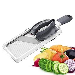 Multi Handheld Mandoline Slicer - Adjustable Stainless Steel Blade, Comfort Grip, Safety Features, Easy to Clean, Ideal for Speedy Slicing of Fruits and Vegetables (Gray)