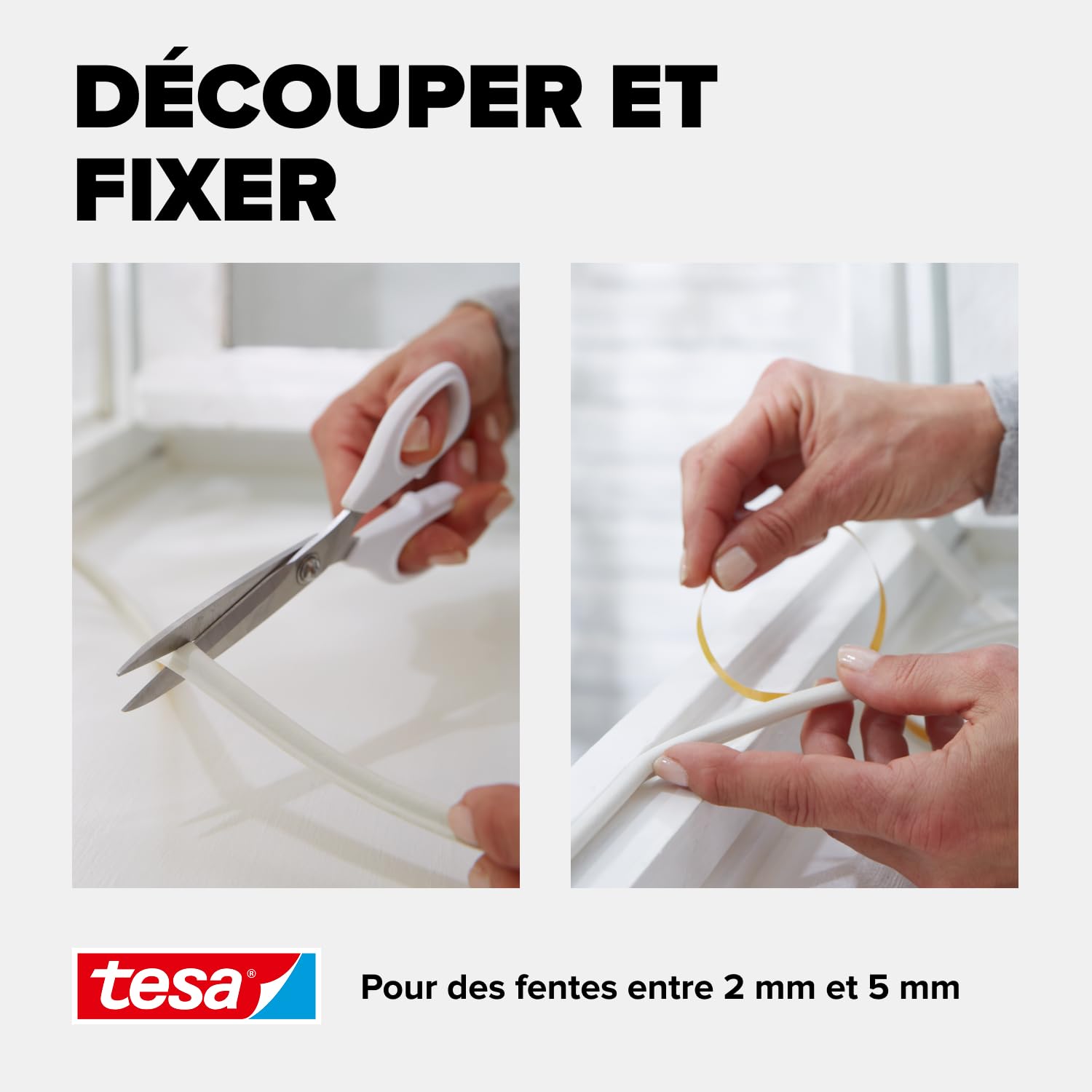tesa INSULATION Joint en caoutchouc L - Joint autocollant pour l'isolation des fentes sur les fenêtres et les portes - Blanc - 25 m x 9 mm x 5,5 mm