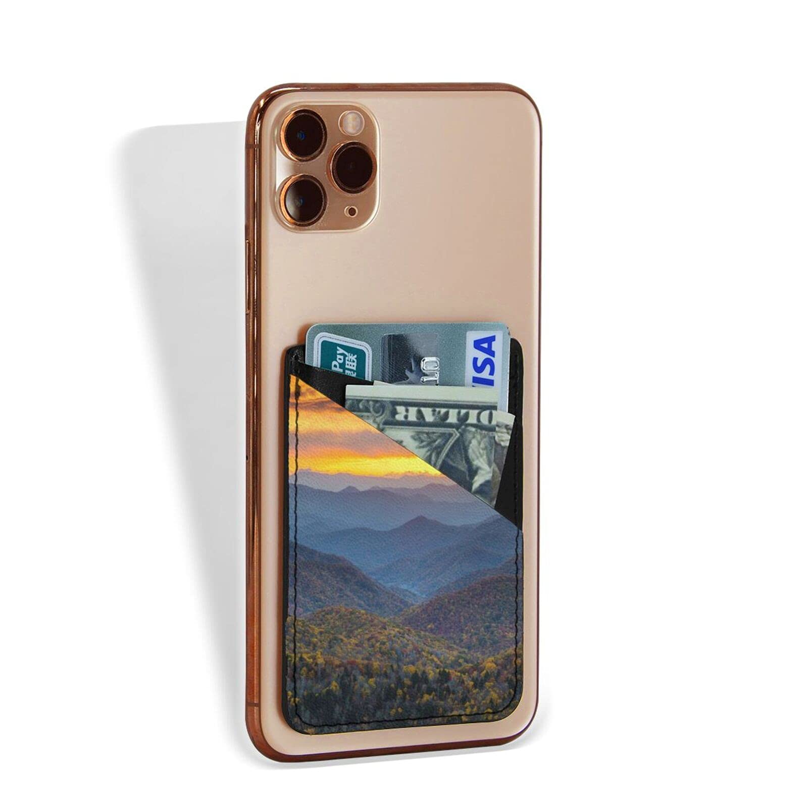 Blue Ridge Parkway Mountains Card Holder Stick on Phone Back as Wallet Pocket Compatible with Android iPhone Samsung Galaxy Smartphones