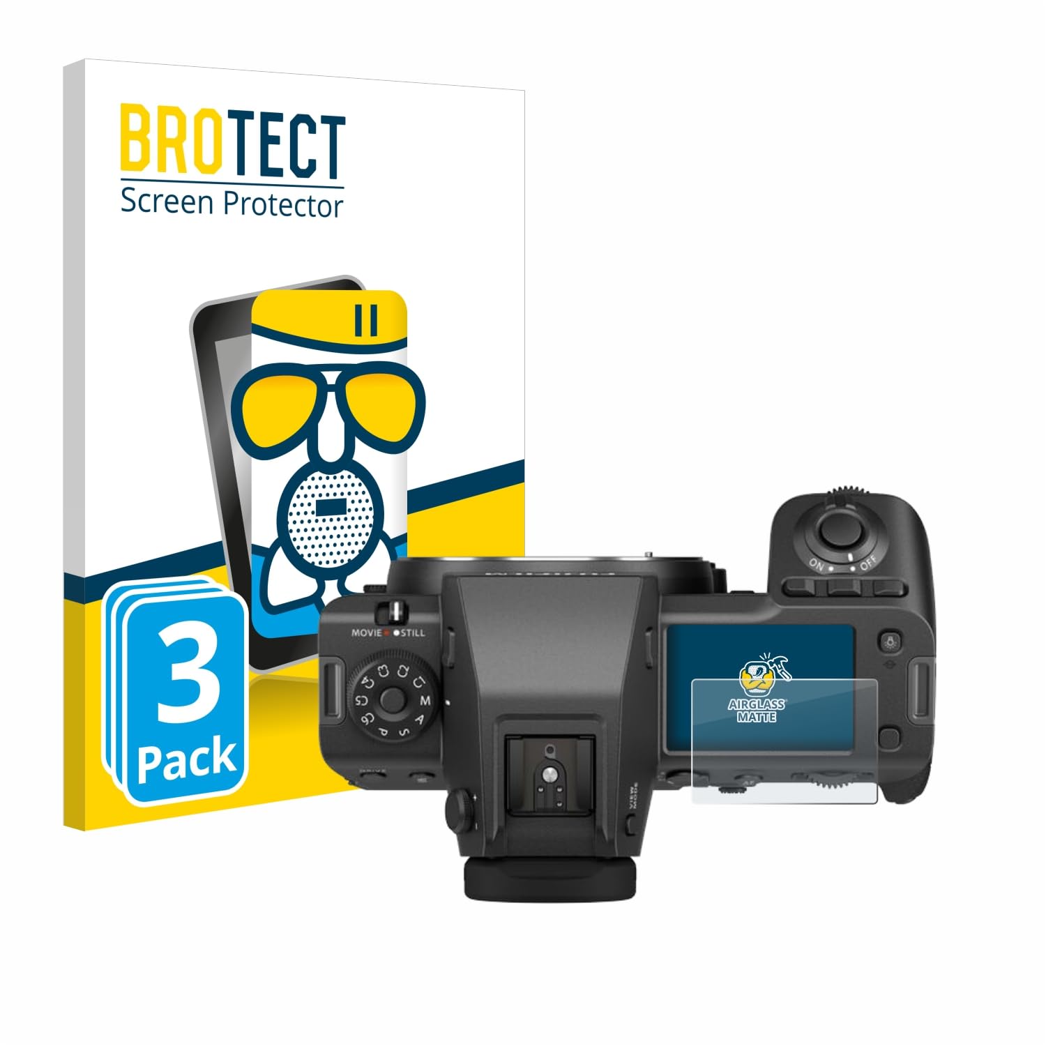 brotect Anti-Glare Glass Screen Protector Matte compatible with Fujifilm GFX100 II (top plate display) (3 Pack) - Anti-Scratch 9H Protection Film