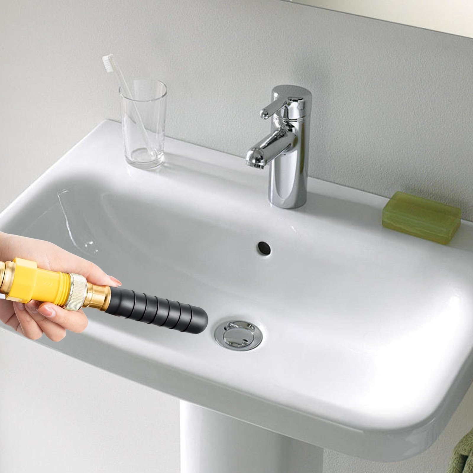 HASLED Sbloccatore per Tubi a Pressione, Ventosa in Gomma Nera con Valvola 3/4" - Compatibile 38-75mm per Lavandini, Docce e Scarichi