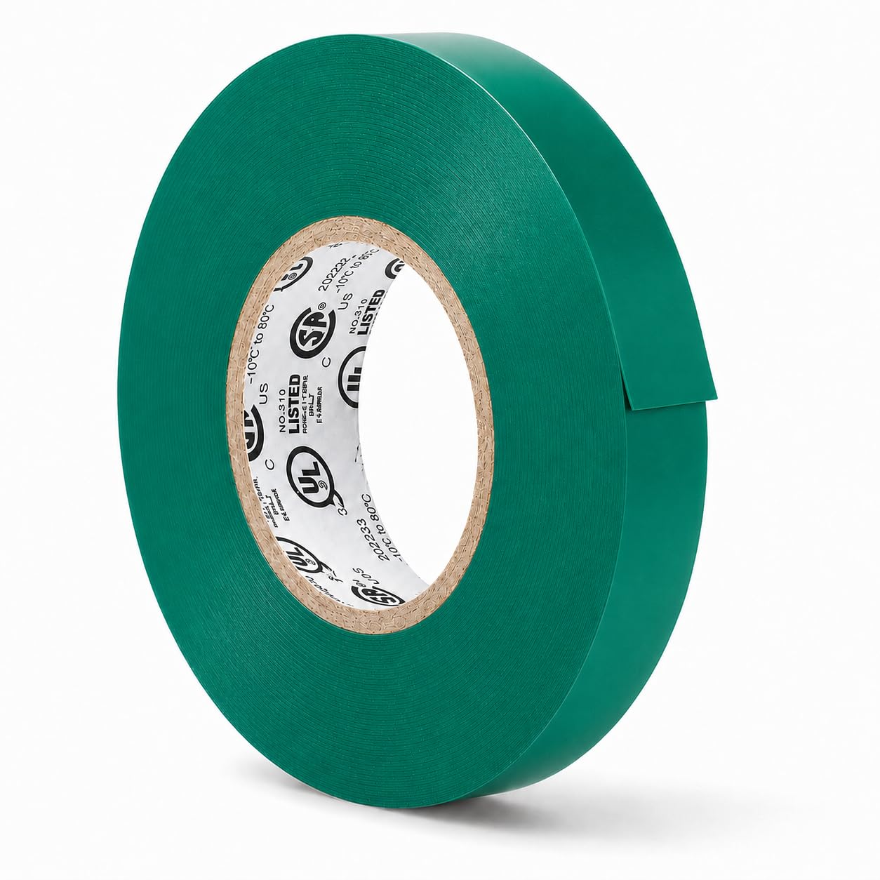 GGR Supplies EL-766AW Green General Purpose Electrical Tape, 1/2 Inch x 66 Feet, 7 Mil PVC, UL/CSA Listed Core, 600V Flame-Retardant Insulation for Wire Splicing, Bundling &amp; Color Coding, Pack of 1