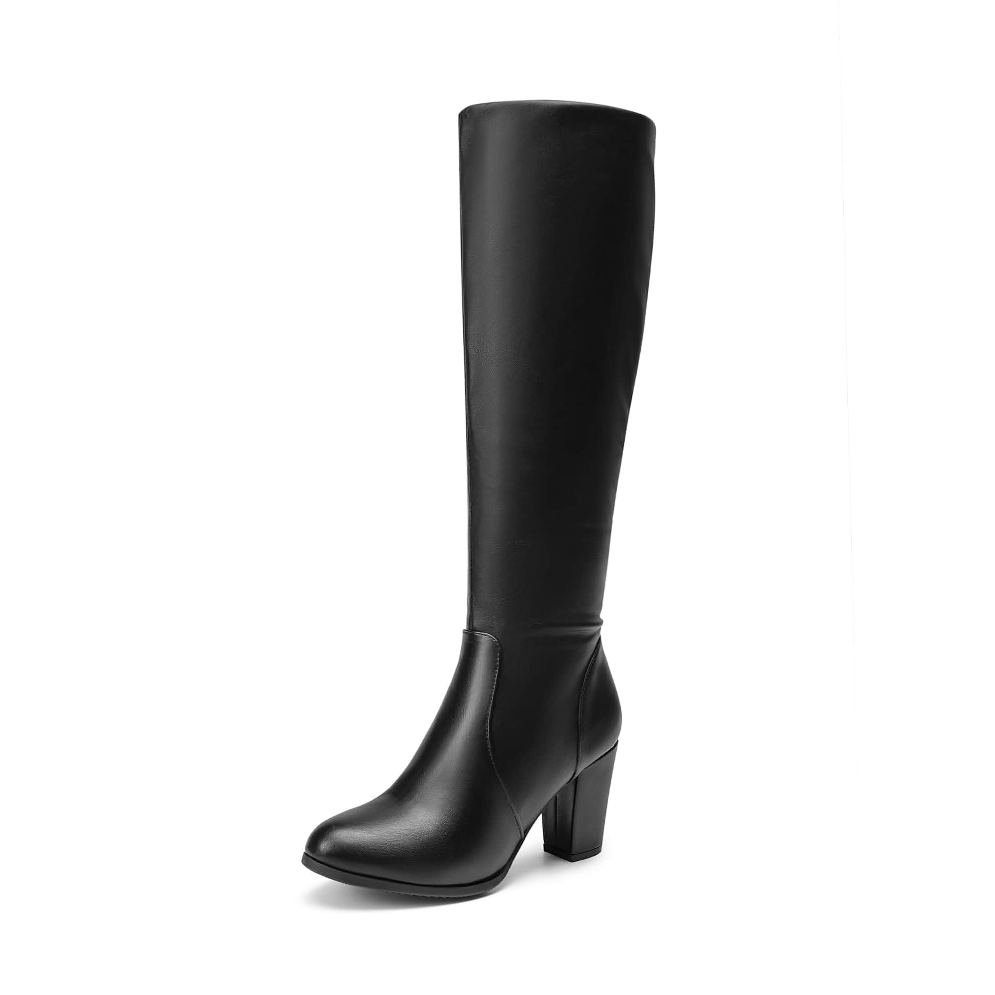 DREAM PAIRS Women's Knee High Winter Fall Tall Riding Boots Faux Fur-Lined Side Zipper Flat Comfortable Knee High Winter Boots Fall Tall Buckle Boots