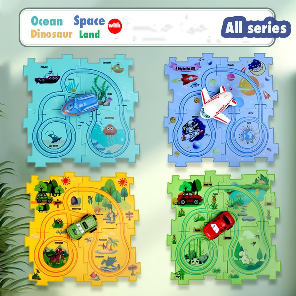 Pista Macchinine per Bambini DIY Pista del Puzzl DIY Rotta Gioco Giocattolo Educativi Regalo Giochi Bambini 2 3 4 5 6 Anni