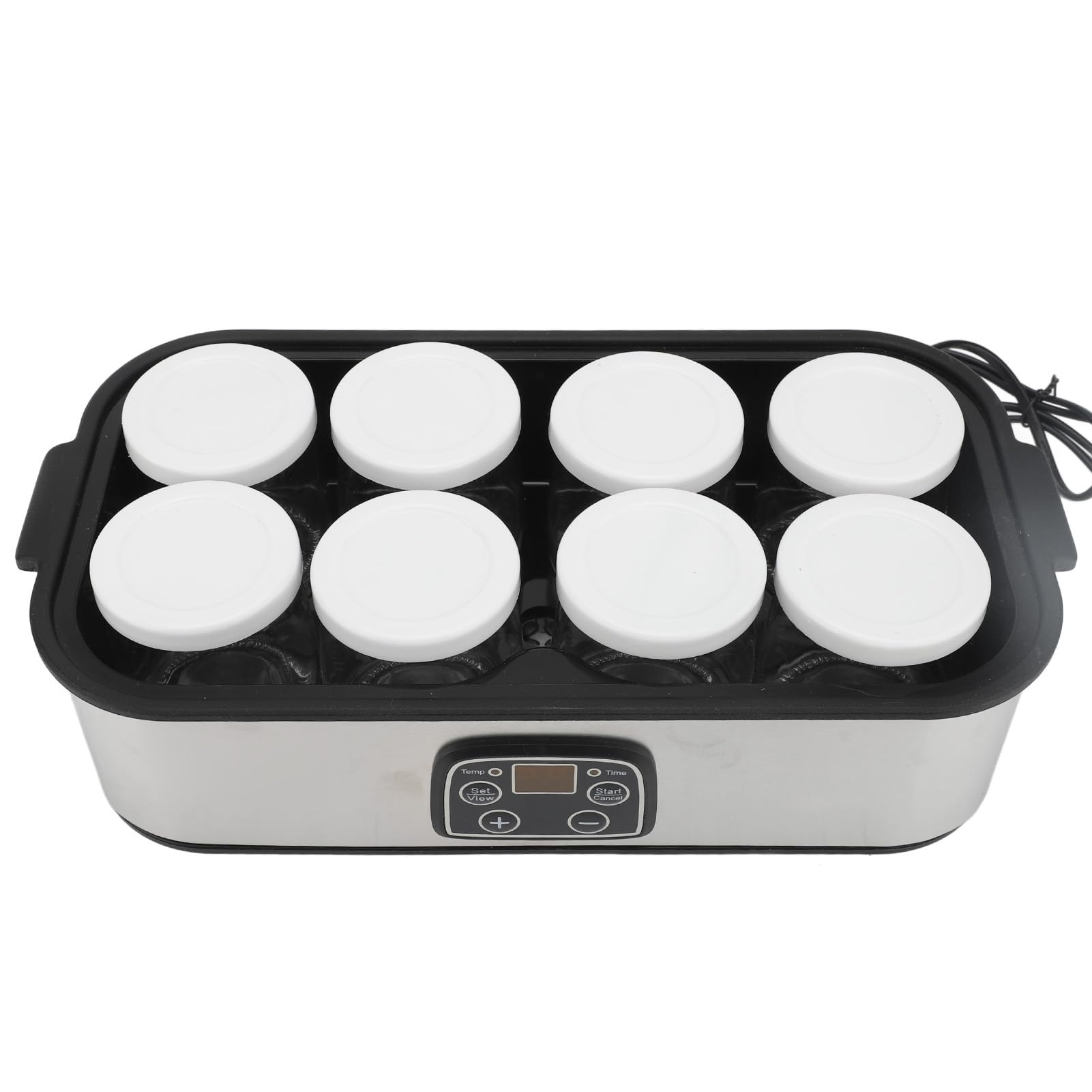 Yogurtera Eléctrica 1.4L, Máquina de Yogurt Digital de Apagado Automático, Máquina para Hacer Yogurt con Temperatura y Tiempo Ajustables con 8 tarros de yogur para Batido (EU