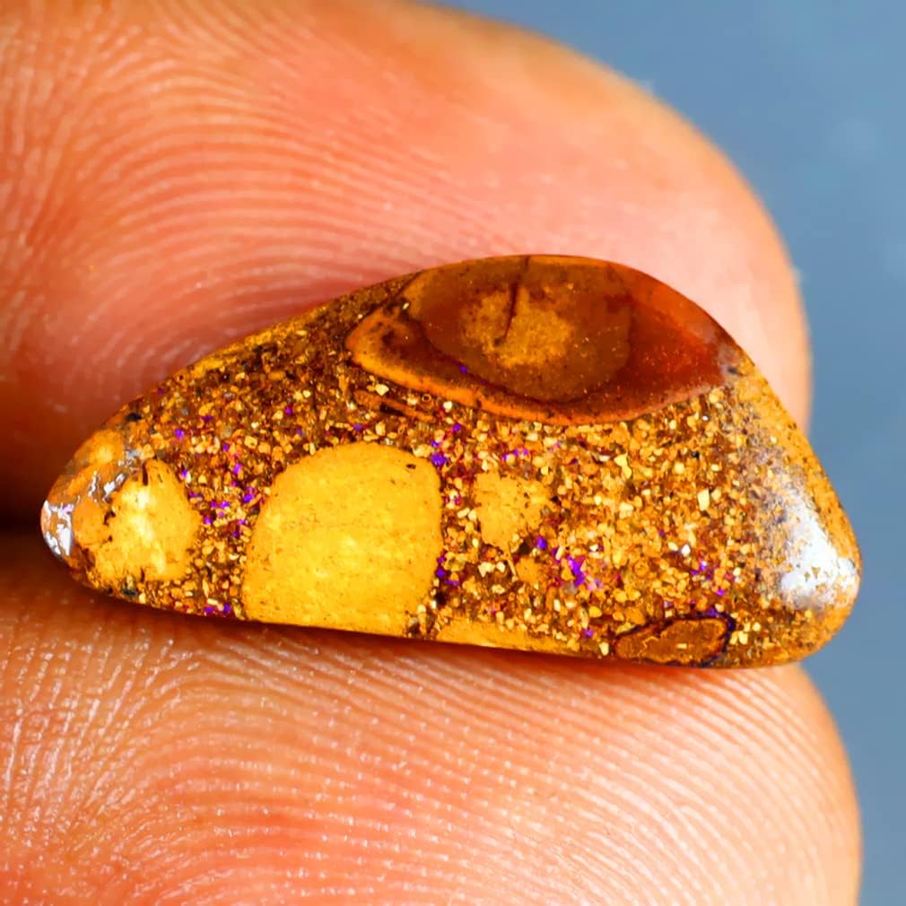 3.80カラット ファンシー カボション型 (19 x 9 mm) マルチカラー オーストラリアン コロイト ボルダー オパール 天