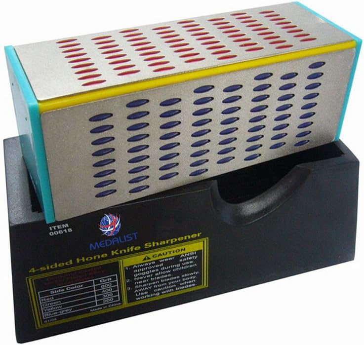 4 Sided Sharpening Stone Diamond Hone Block Kitchen Knife