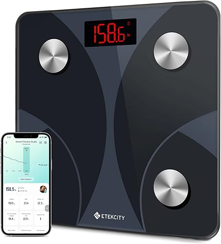 Etekcity - monitor de salud digital inteligente inalámbrico con Bluetooth báscula de grasa corporal que rastrea 12 datos clave con aplicaciones en