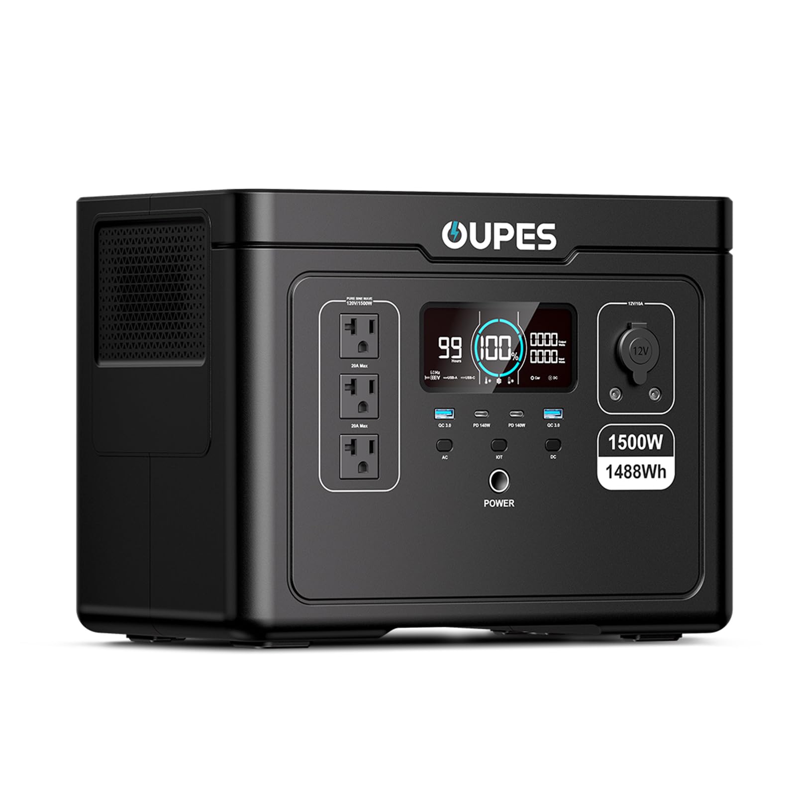 [2025 New] OUPES Exodus 1500 Portable Power Station 1500W (3600W Peak), 1488Wh LiFePO4 Battery Solar Generator with 4H Fast Charge, UPS & APP for RV/Home Emergency/Outdoor (30.5lbs Lightweight)