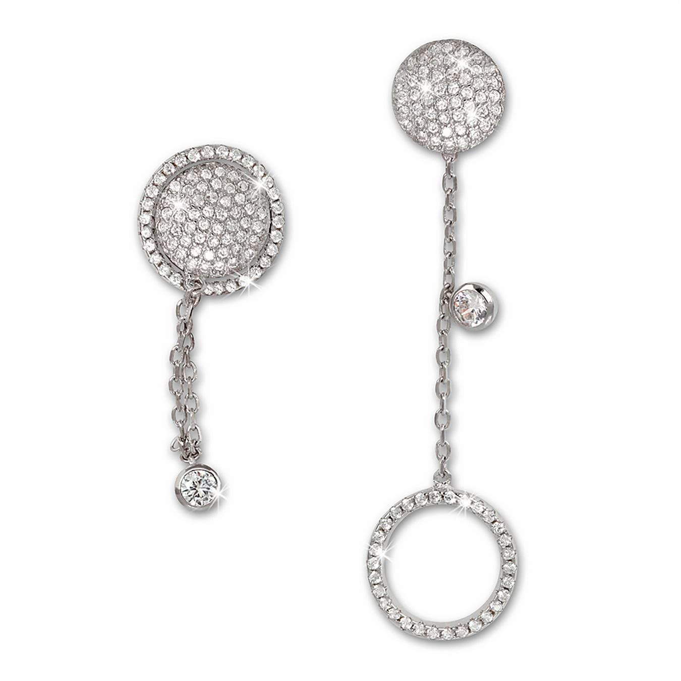 SilberDream GSO431W - Orecchini A Cerchio In Argento 925 Con Zirconi Bianchi, Anallergici, 2 Modalità Di Utilizzo (pendenti O Doppi), Lunghezza 5,5 Cm - 5