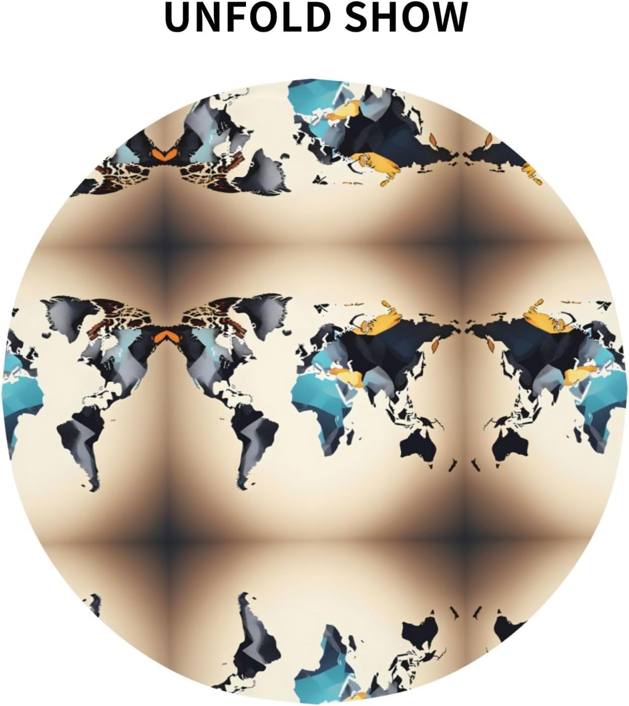 Abstract World Map Print Wrinkle Free Dining Table Cover for Birthday Party Farmhouse Tablecloths Up to 60 x 60 Inches