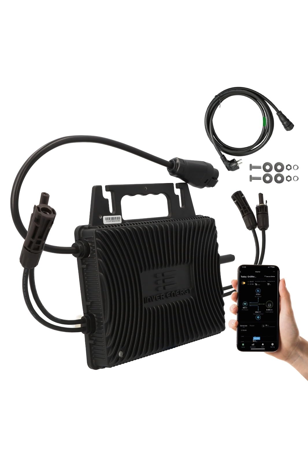 AX Inverter IS-080 800 W per centrali elettriche da balcone – Presa completa, micro inverter con Bluetooth e WLAN, IP67, facile installazione, alta efficienza per impianti solari