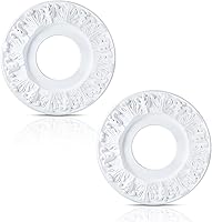Vista 1 de 2 Pieces Ceiling Medallion Molded White PU Ceiling Medallions for Light Fixtures Cover Decorative Plate for Replacement Canopies Home Chandelier