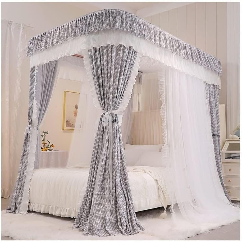 Double Bed Canopy Mosquito Net, Romantic Girls Princess Room Curtain, Easy Installation, Polyester Mesh,