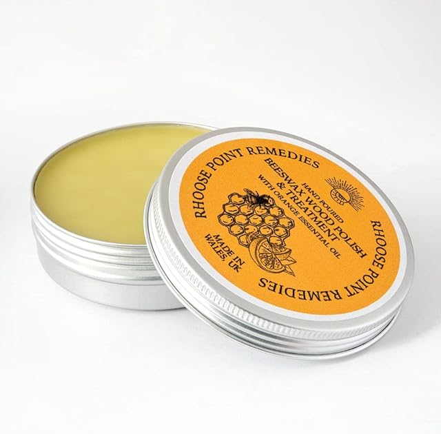 Rhoose Point Remedies Beeswax Polish for Wood & Furniture | 100g of Natural Bees Wax for All Wood Types and Colours - 100% Natural & Pure British Beeswax (Hand Poured in Wales) Wood Furniture Polish