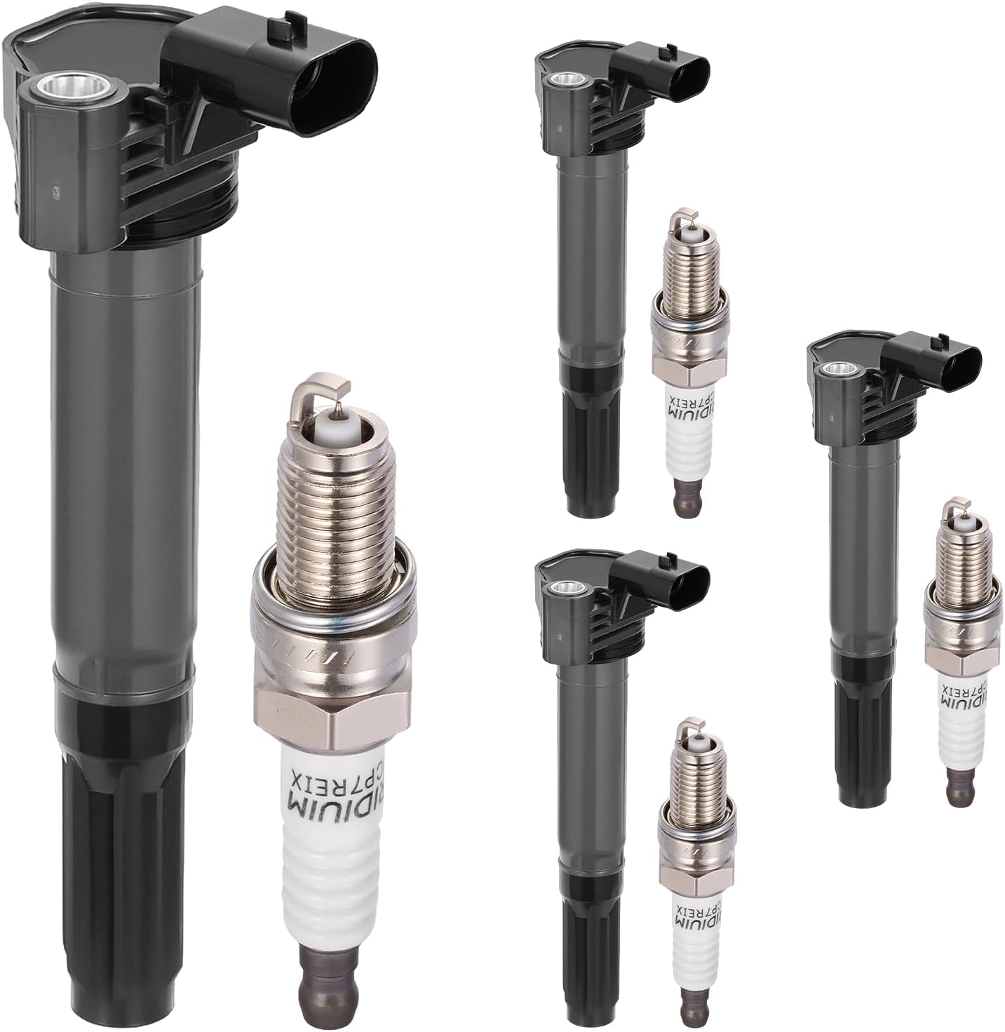 UF649 Ignition Coils & 5308 Spark Plugs Compatible with Fiat 500 2012-2017, 1.4L L4 - Replaces 68070492AB, 68070492AD, 68070492AC, 5C1872, E1149, IC752, C-827, C1815-4PCS