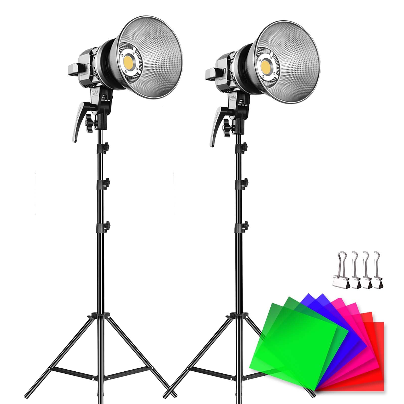 GVM 80W Video Light with Bowens Mount 2PCS LED Continuous Video Light with Tripod Continuous Output 13000Lux@0.5m Daylight Photography Lighting for Studio YouTube Video Recording Outdoor Shoot