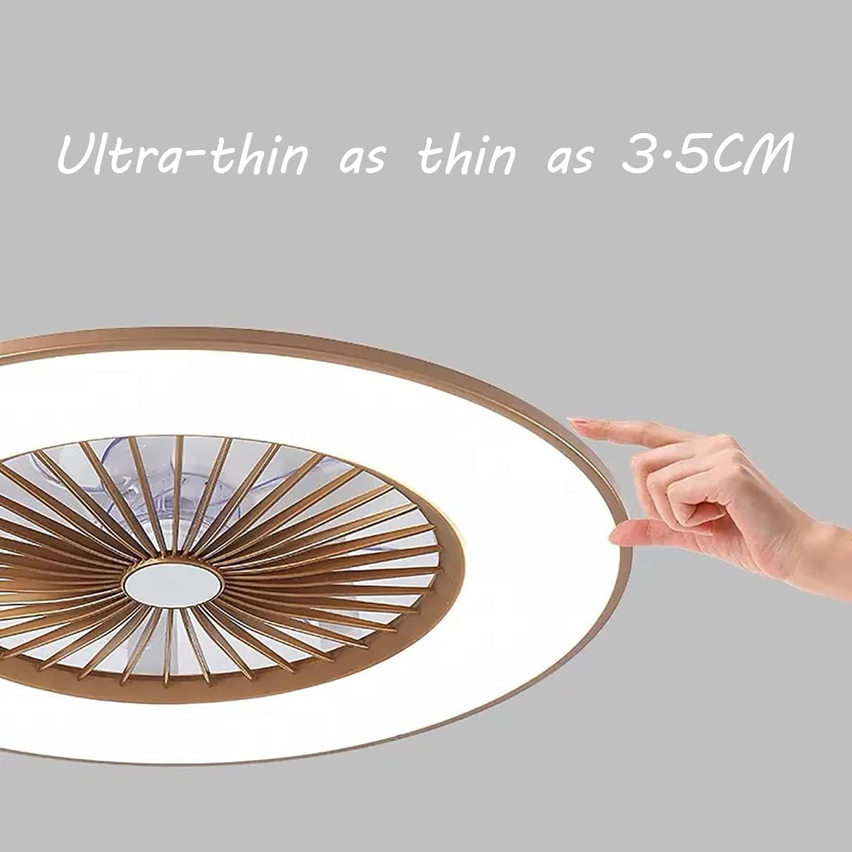 YUEGOO Fan with Ceiling Light and Remote Control Silent Kids Ceiling Lights 3 Speeds Bedroom Led Dimmable Ceiling Fan Light and App Ultra-Thin Living Room Quiet Fan Ceiling Light/D